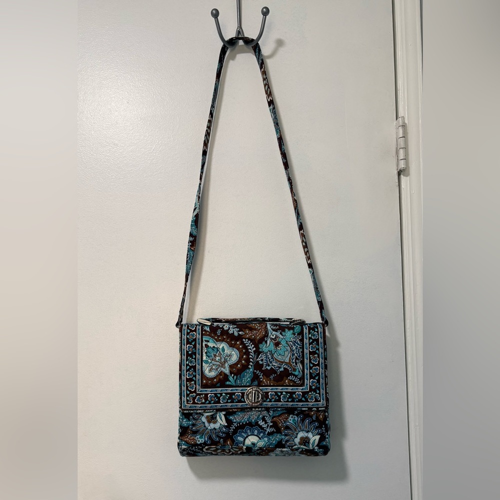 Vera Bradley Blue and Brown Crossbody Bag